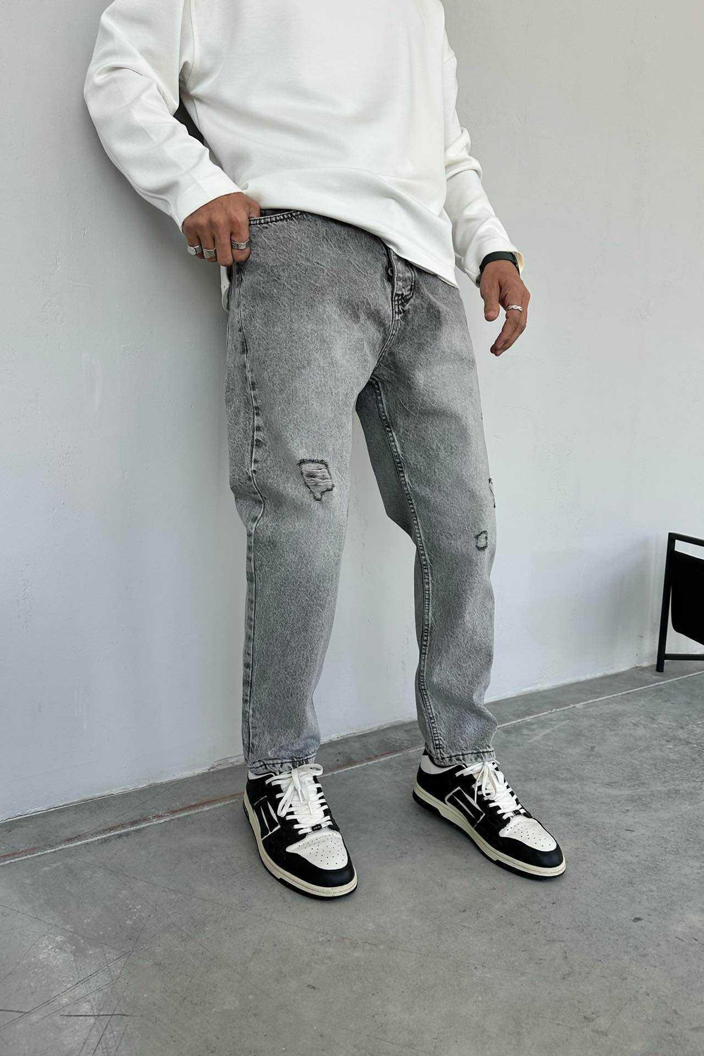 Wholesale Mens Gray Relaxed Fit Jeans