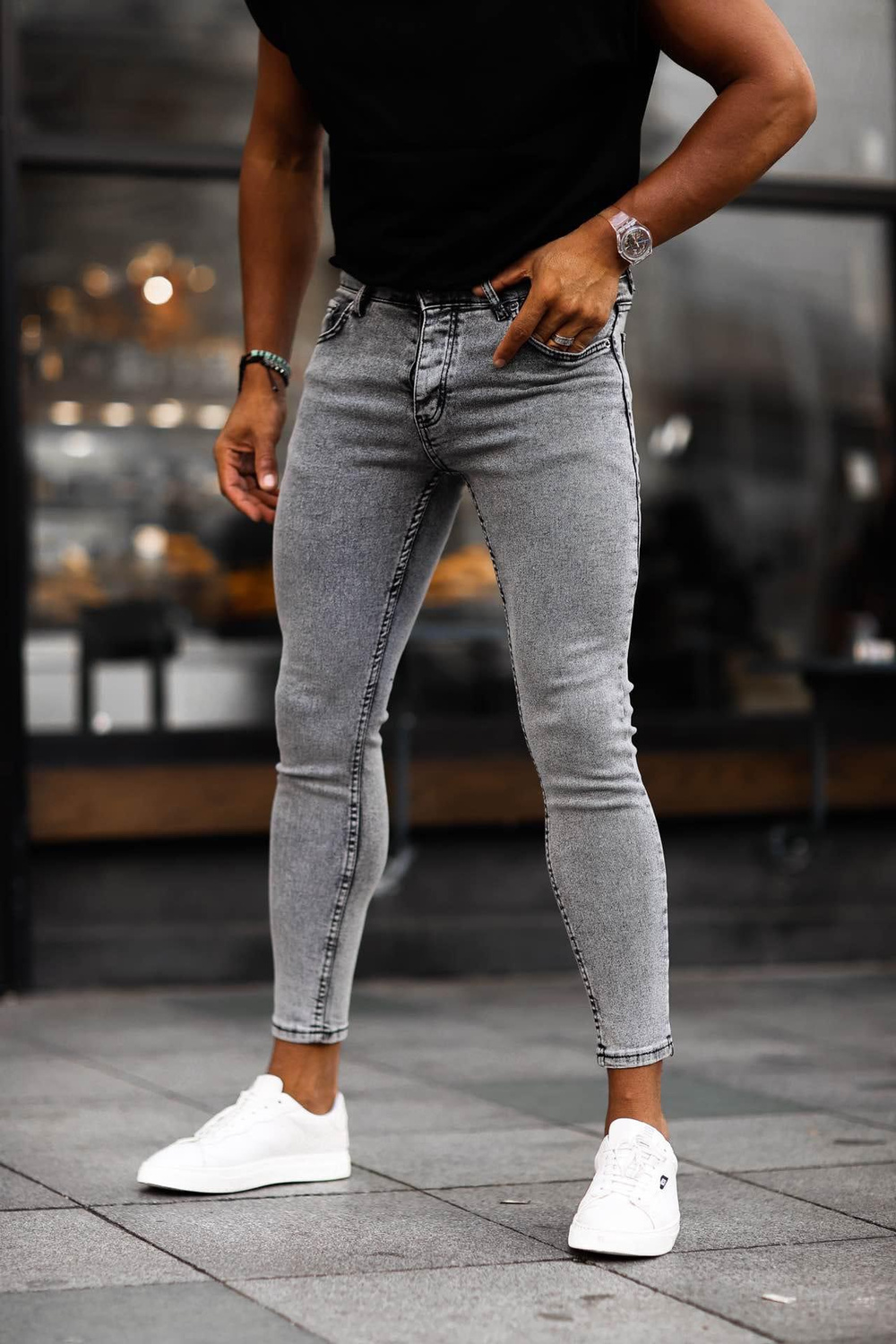 Wholesale Mens Gray Slim Fit Jeans