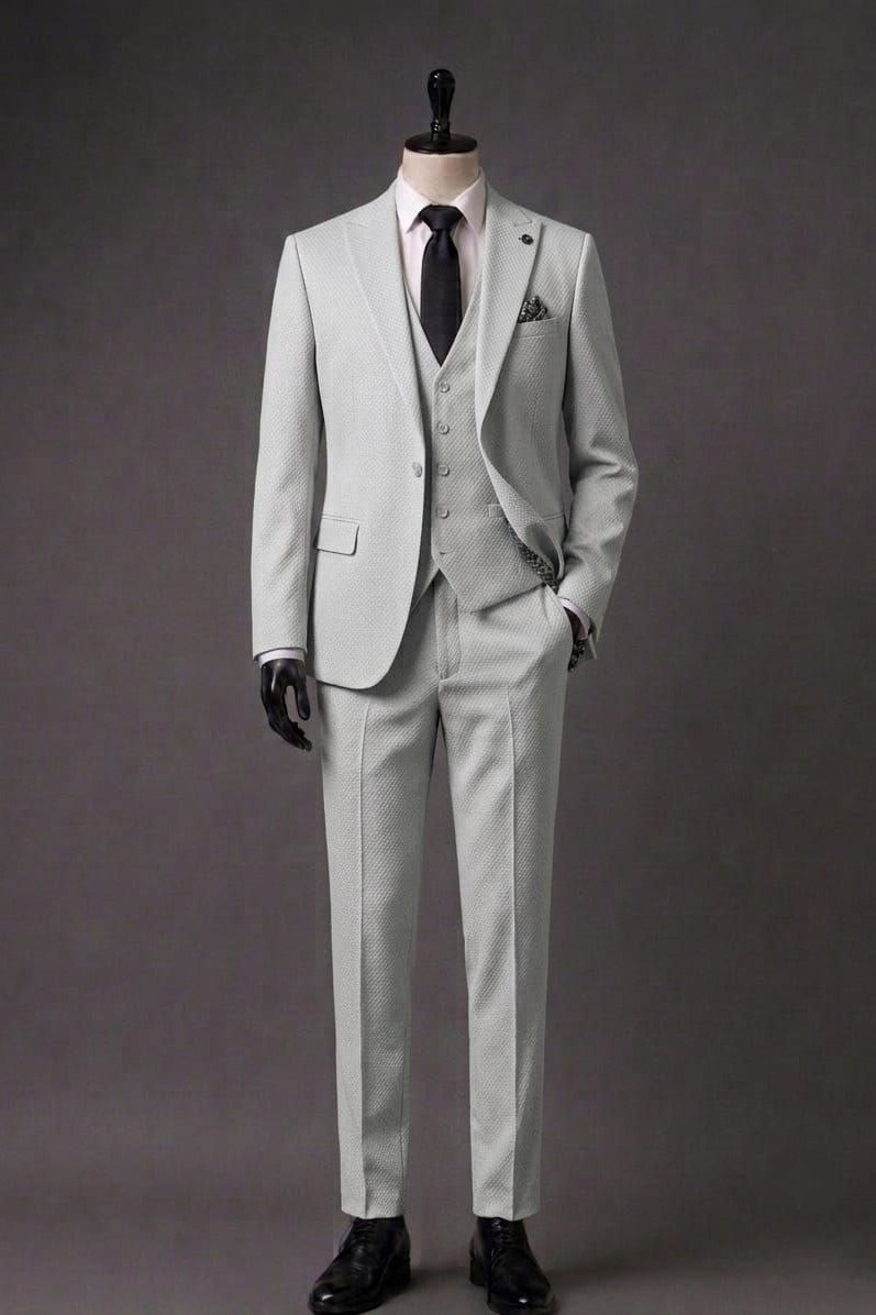 Wholesale Men's Gray Three-Piece Suit 1701-114