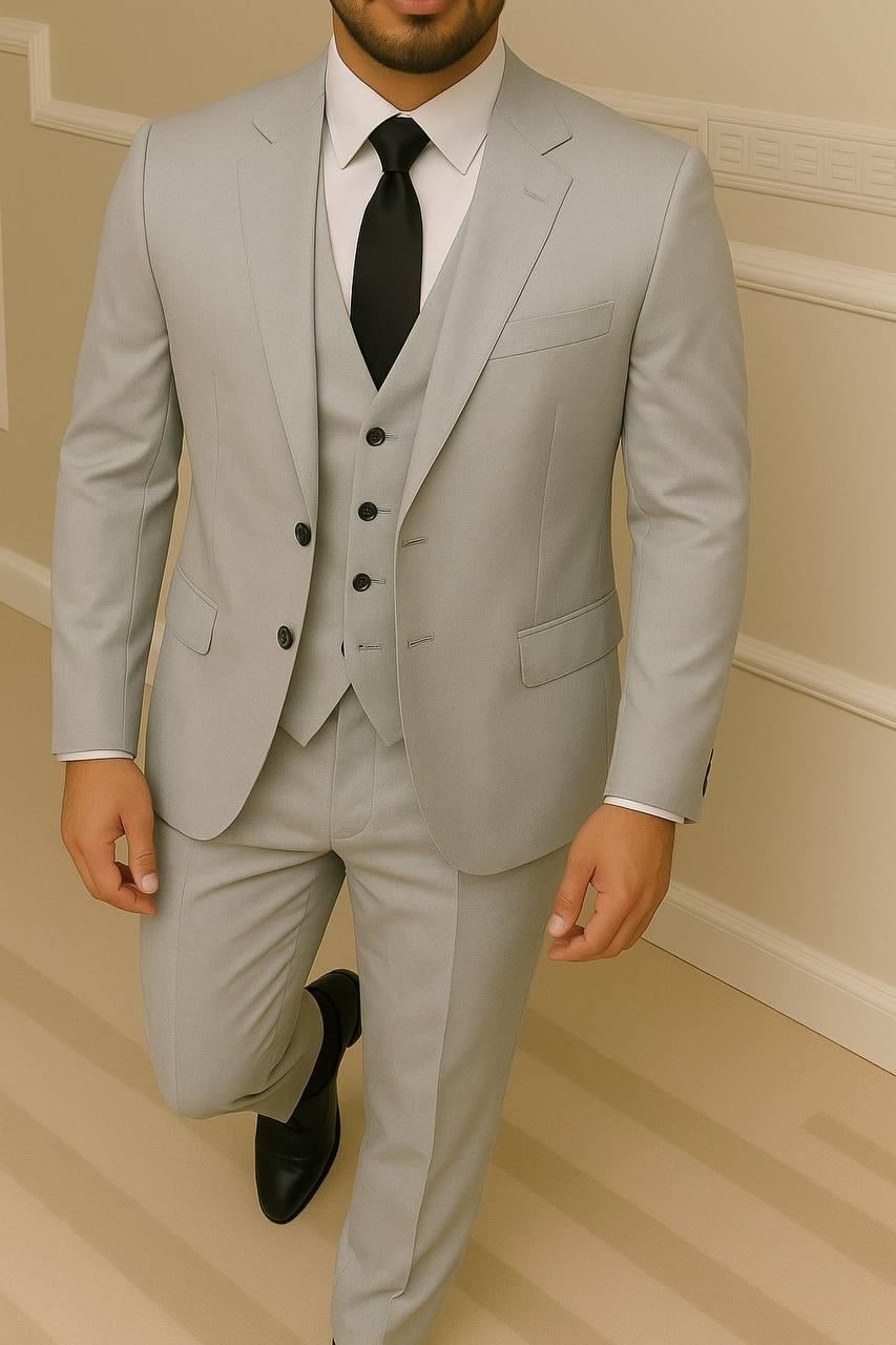 Wholesale Men's Gray Three-Piece Suit 1701W26-040