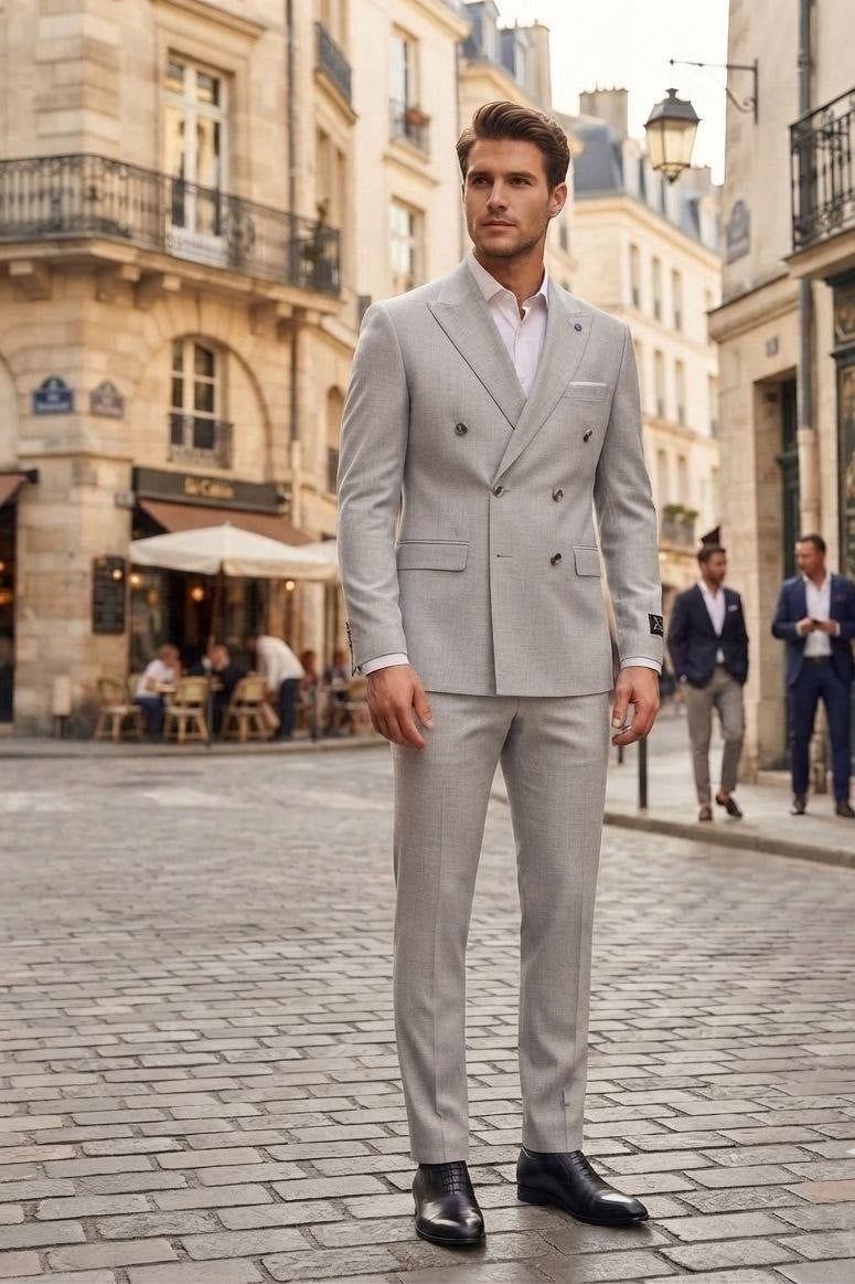 Wholesale Men's Gray Two-Piece Suit 1701-131
