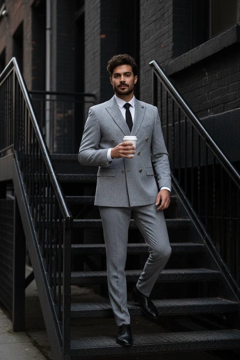 Wholesale Men's Gray Two-Piece Suit 1701W26-022