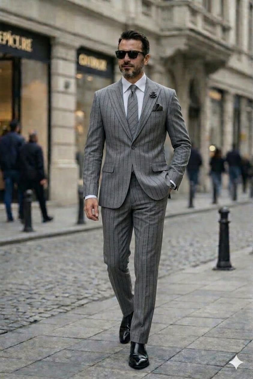 Wholesale Men's Gray Two-Piece Suit 1701W26-095