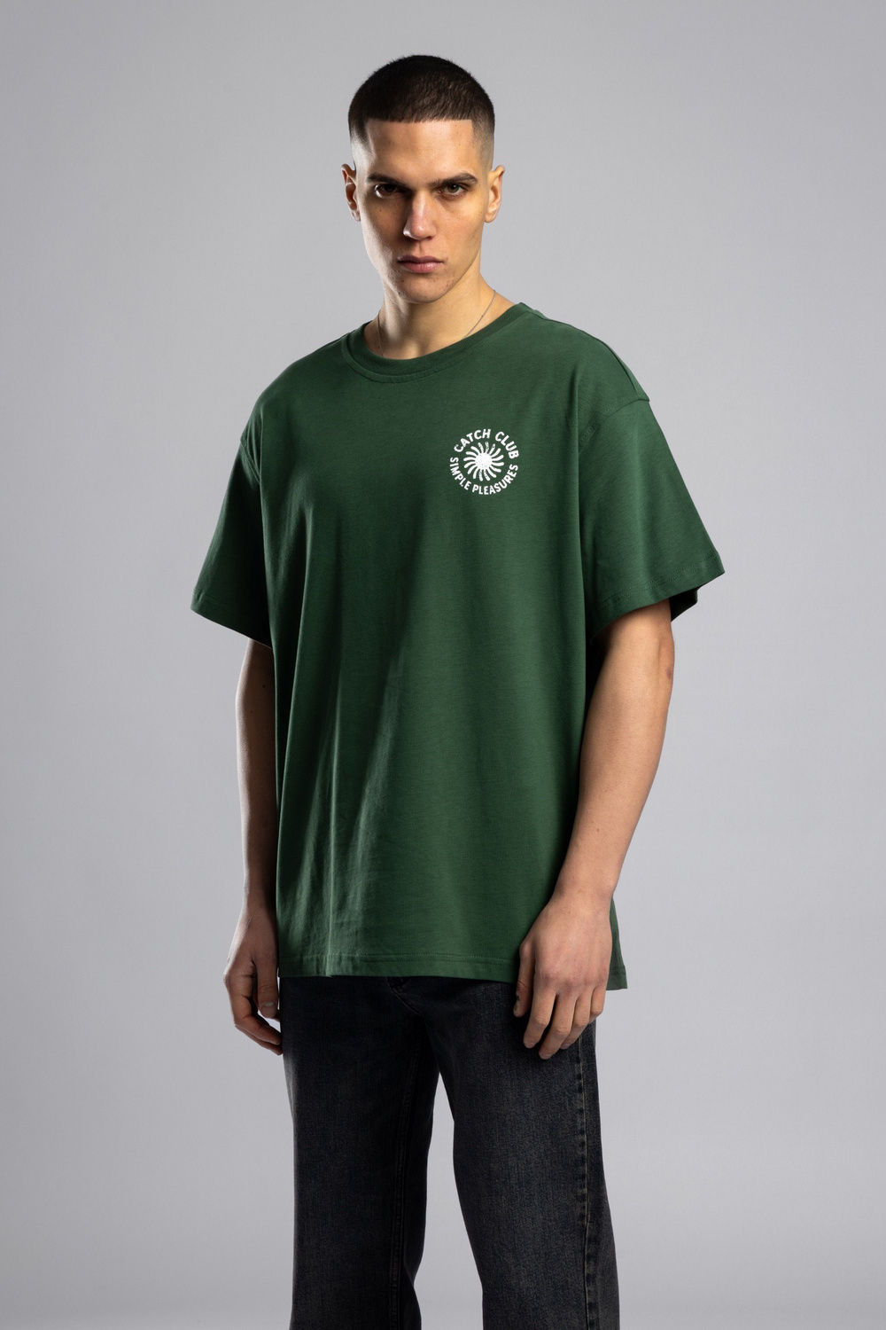 Wholesale Mens Green Printed T-shirt