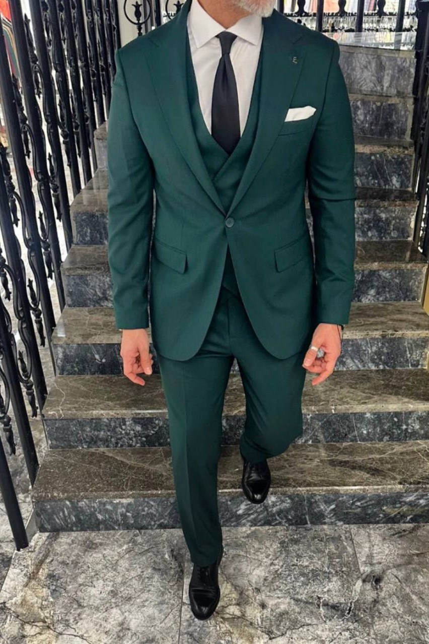 Wholesale Men's Green Three-Piece Suit 1702W26-0519