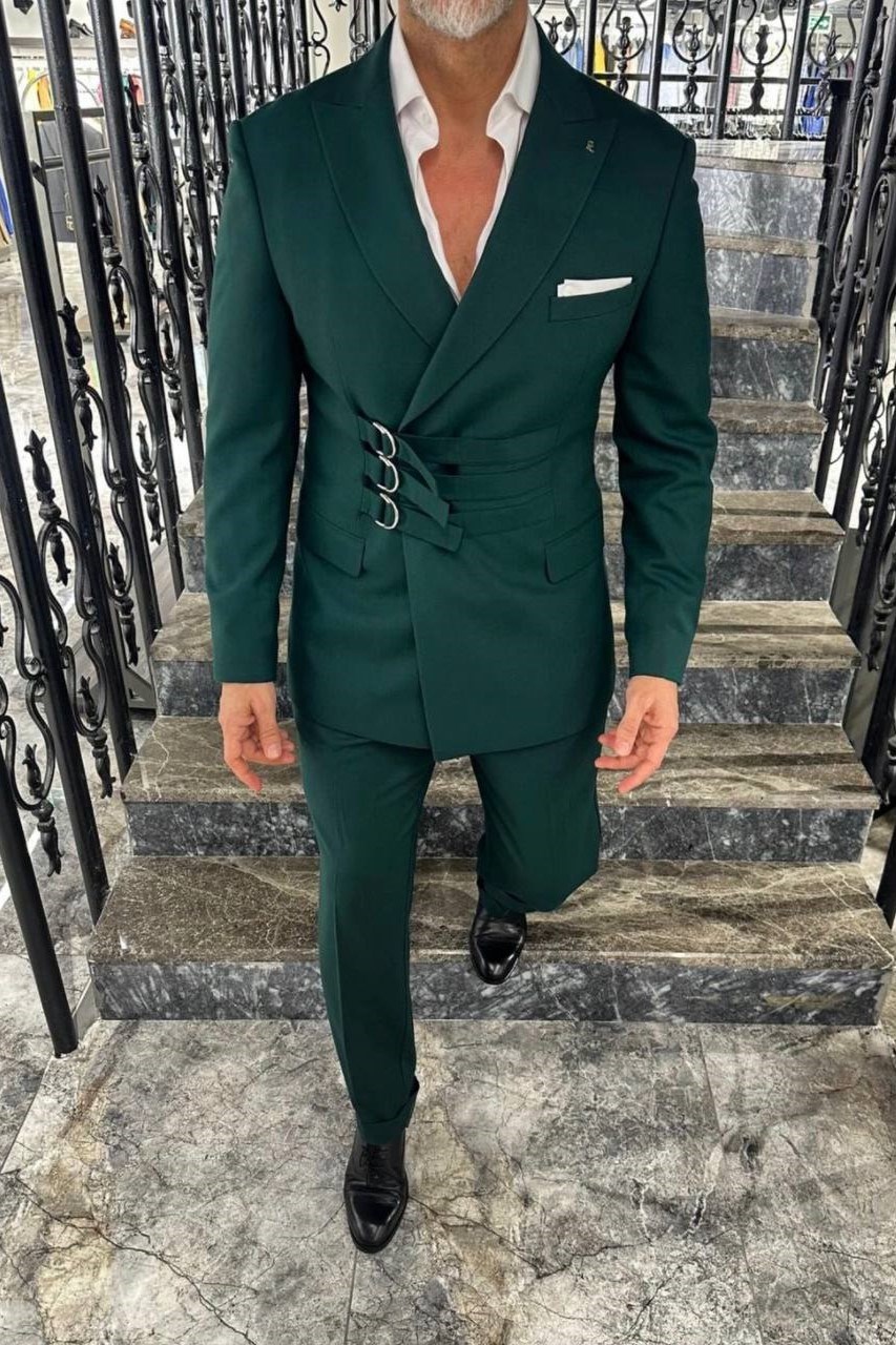 Wholesale Men's Green Two-Piece Suit 1702W26-0507