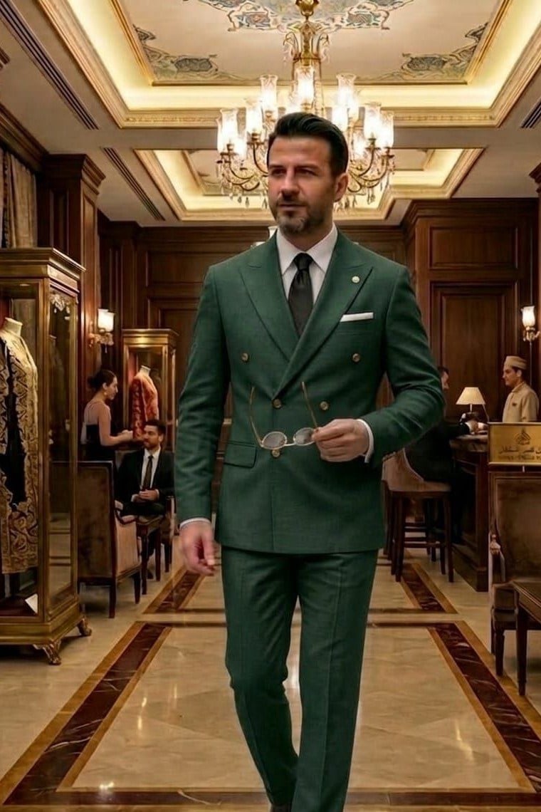 Wholesale Men's Green Two-Piece Suit 1701W26-096