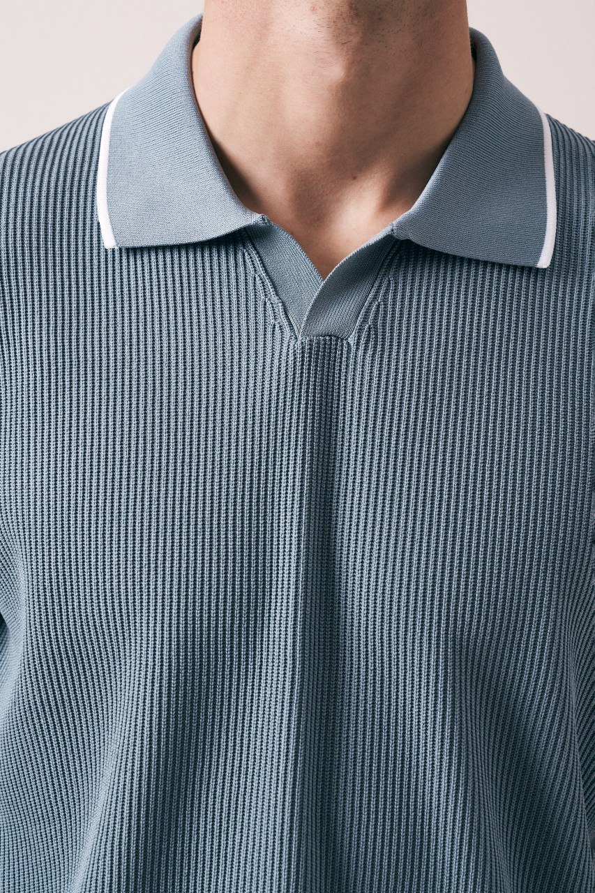 Wholesale Mens Indigo Knit Polo Shirt