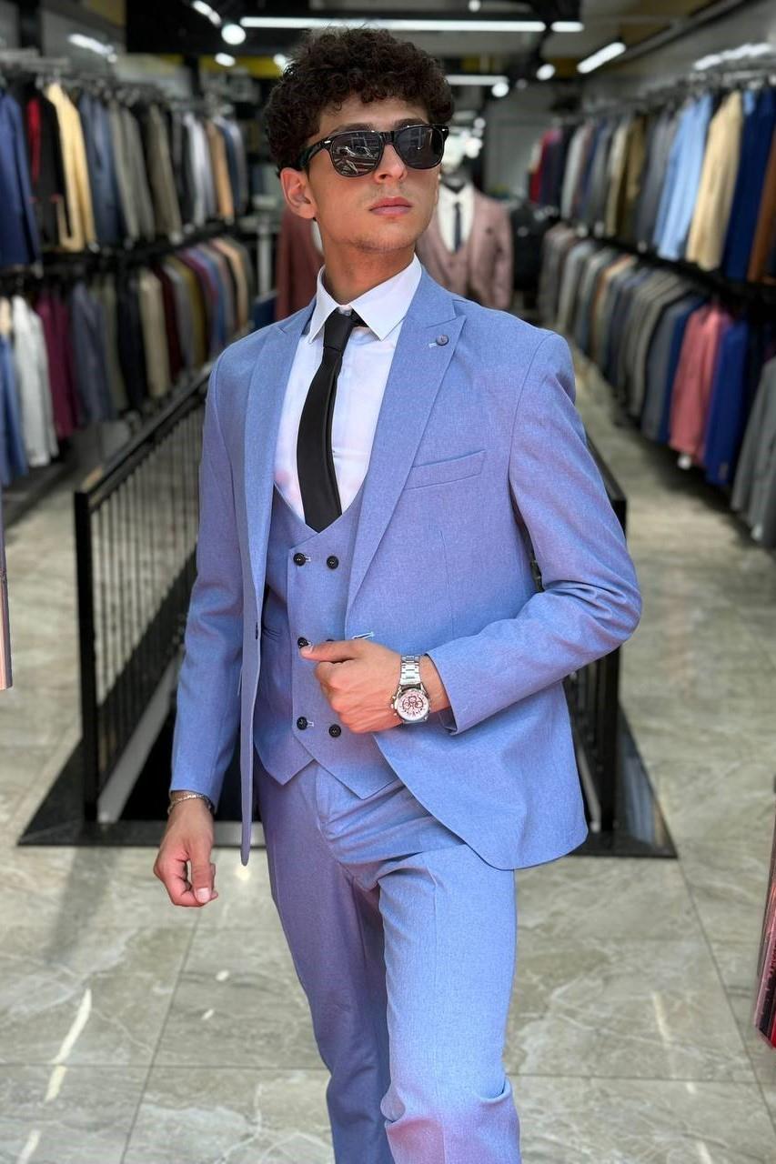 Wholesale Men's Indigo Three-Piece Suit 1701W26-062