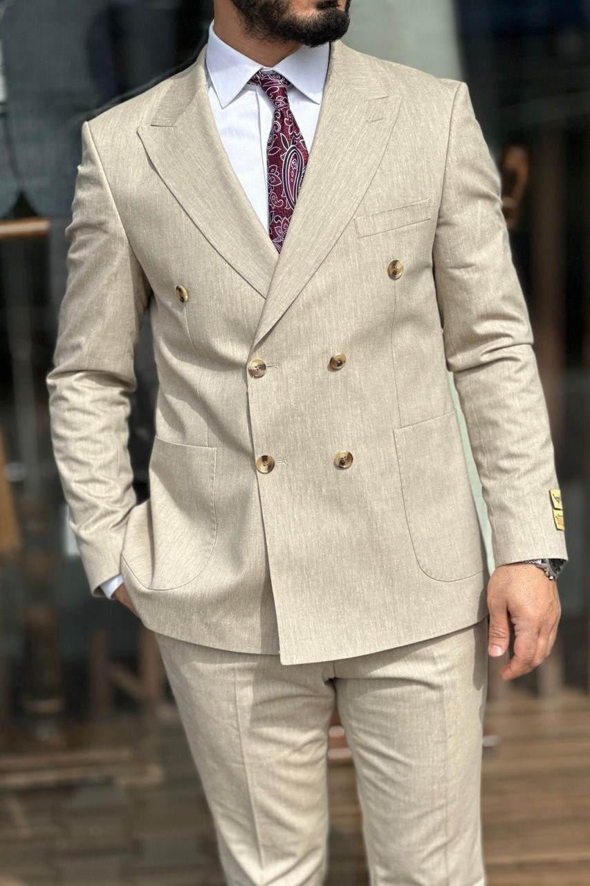 Wholesale Men's Ivory Plus Size Two-Piece Suit 1744W26-038