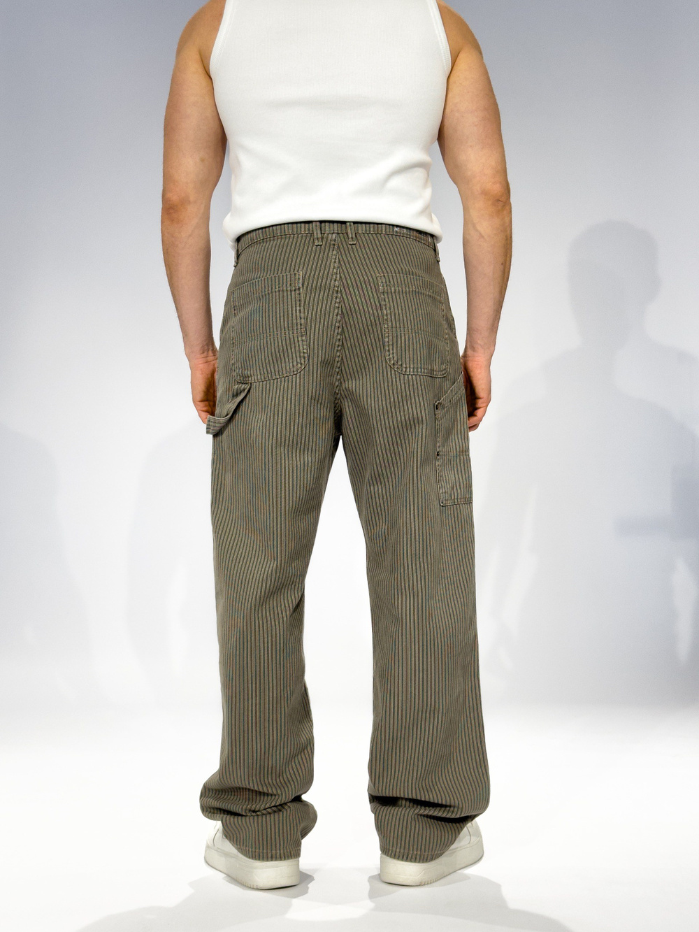 Wholesale Mens Khaki Striped Baggy Jeans