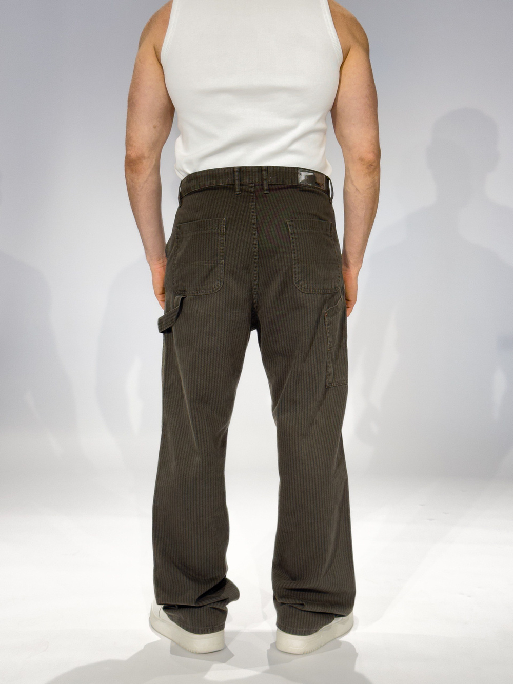 Wholesale Mens Khaki Striped Baggy Jeans