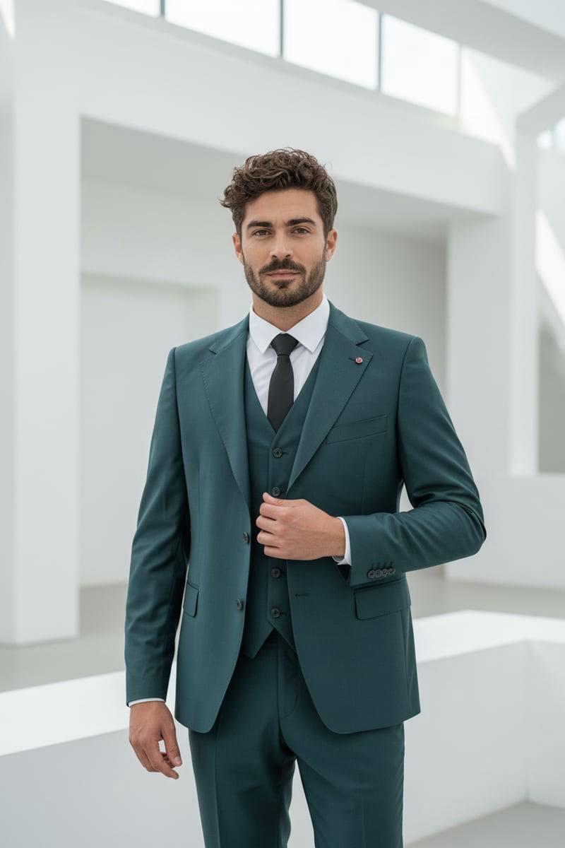 Wholesale Men's Khaki Three-Piece Suit 1701W26-025