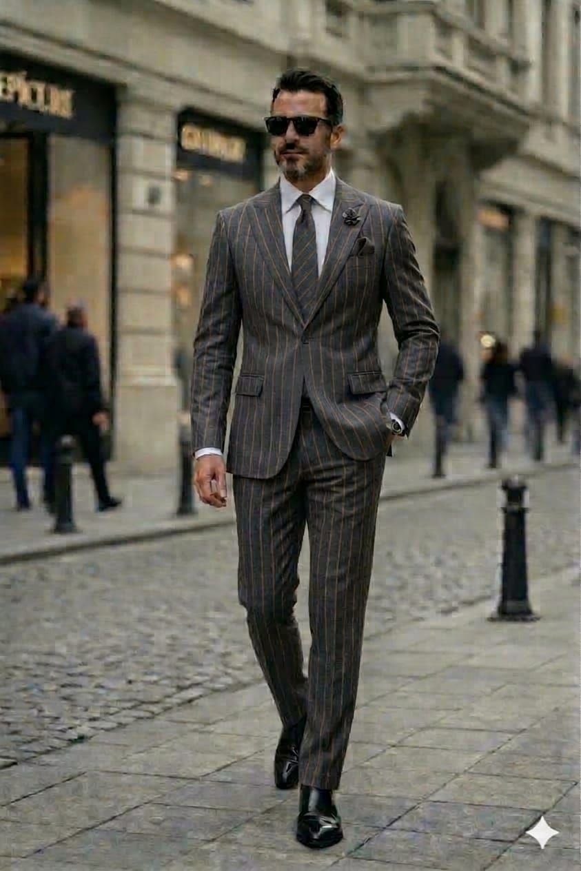 Wholesale Men's Khaki Two-Piece Suit 1701W26-095