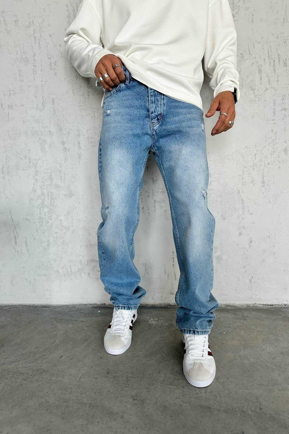Wholesale Mens Light Blue Baggy Jeans
