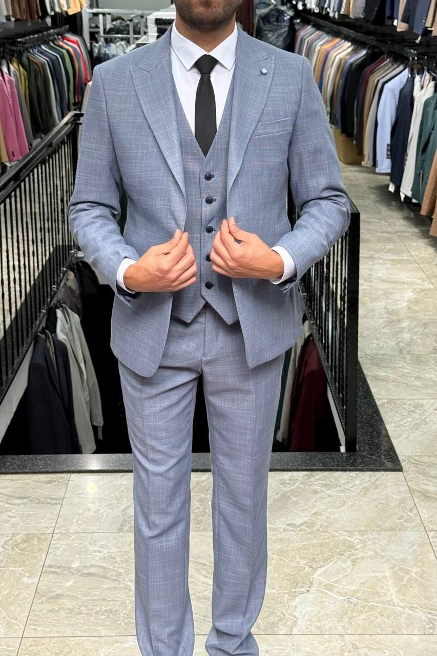 Wholesale Men's Light Blue Three-Piece Suit 1701W26-026