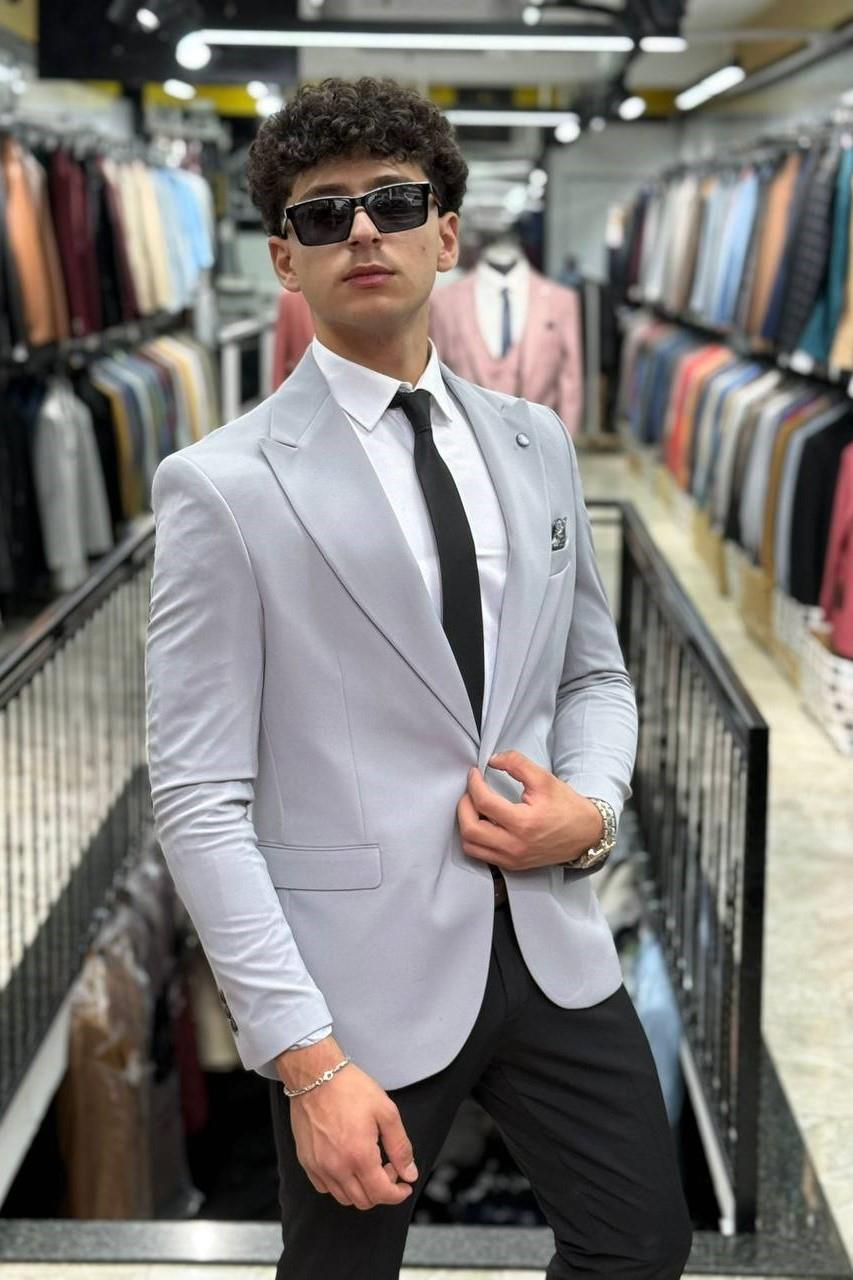 Wholesale Men's Light Gray Blazer Jacket 1701W26-050