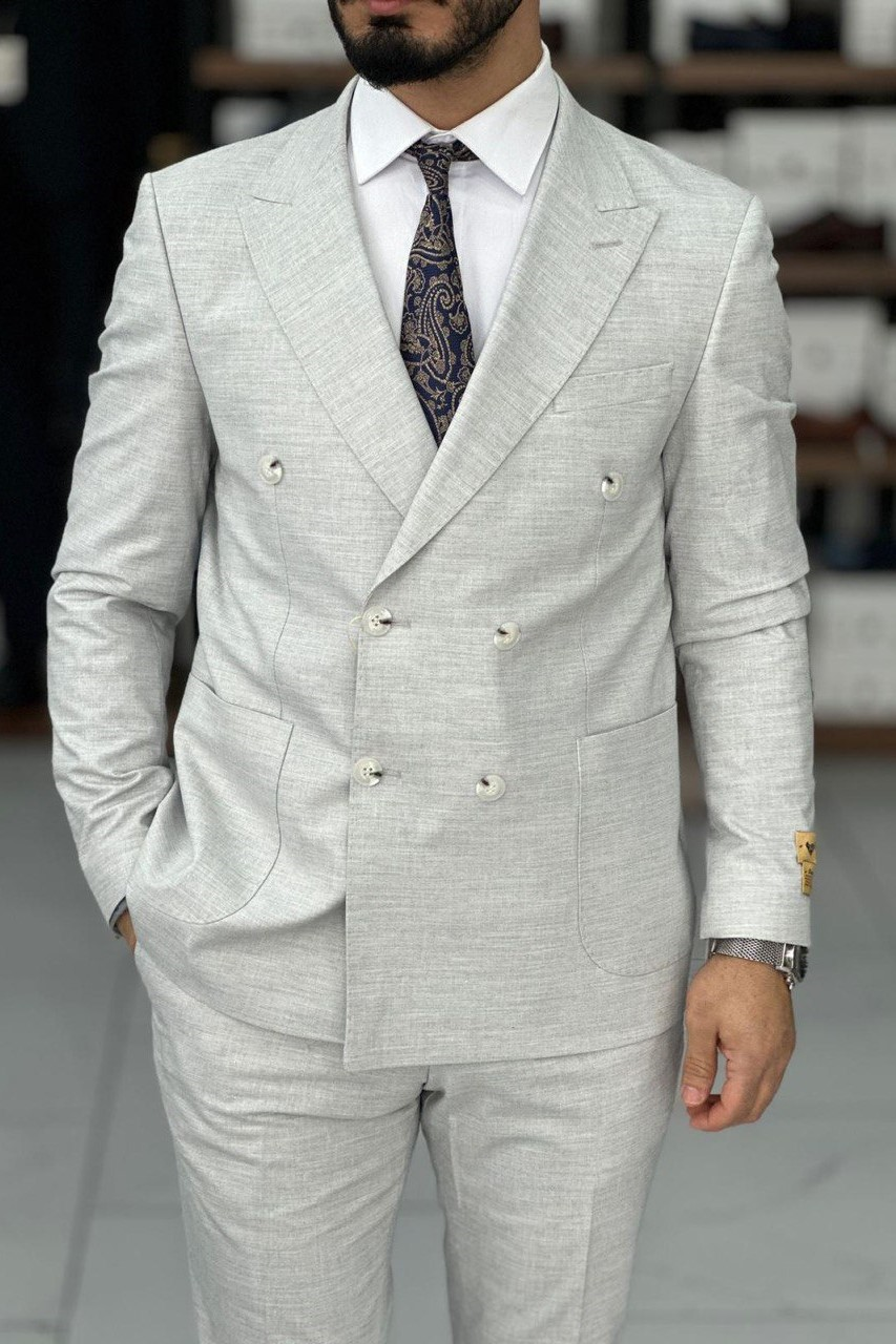 Wholesale Men's Light Gray Two-Piece Suit 1744W26-038