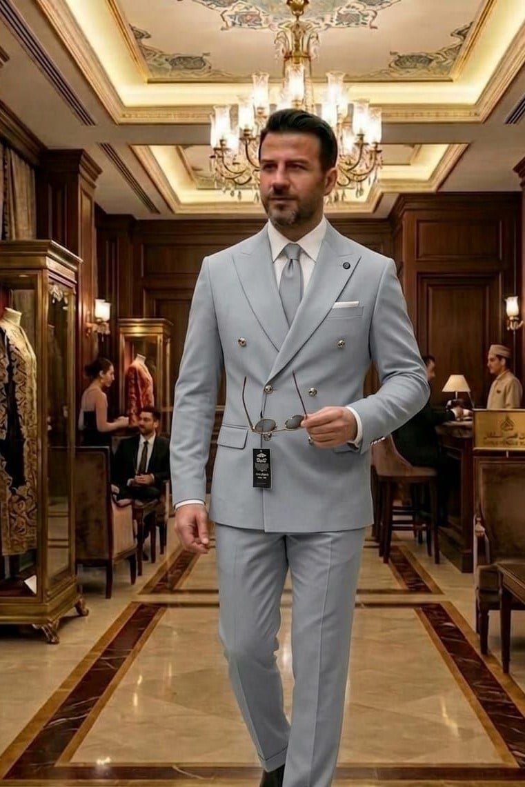 Wholesale Men's Light Gray Two-Piece Suit 1701W26-096