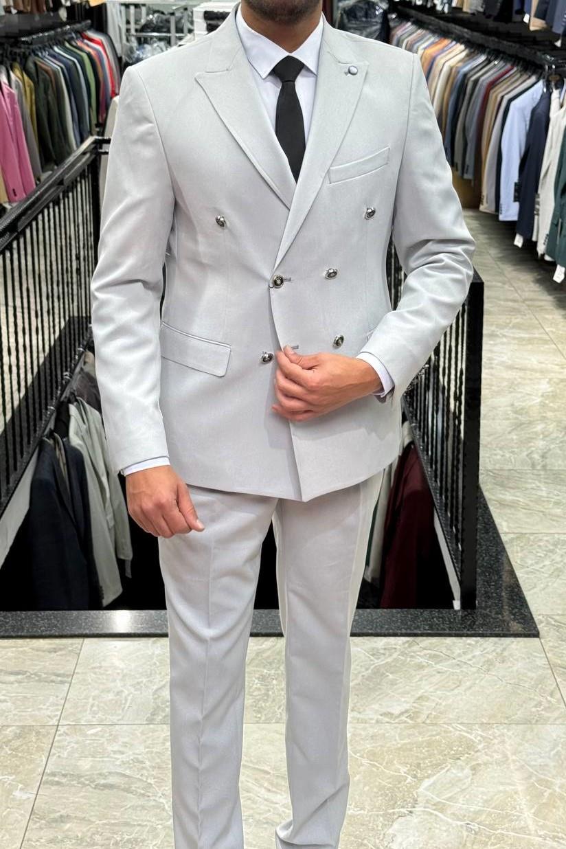 Wholesale Men's Light Gray Two-Piece Suit 1701W26-030