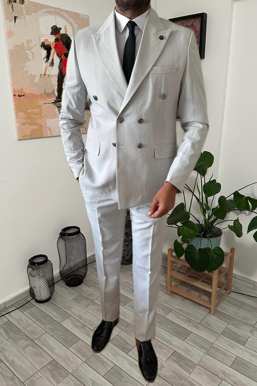 Wholesale Men's Light Gray Two-Piece Suit 1701W26-067