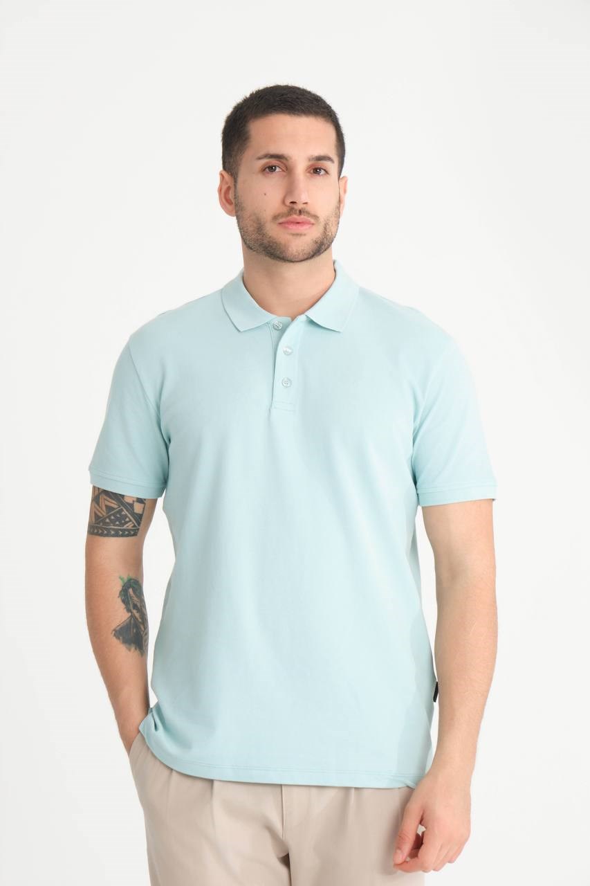 Wholesale Men's Light Mint Pique Fabric Polo Shirt 1607S26-F1166U