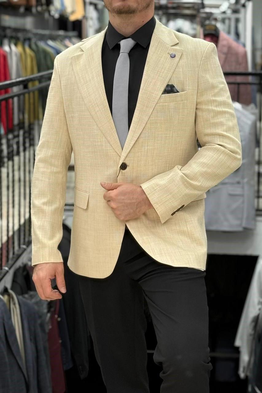 Wholesale Men's Light Yellow Blazer Jacket 1701W26-035
