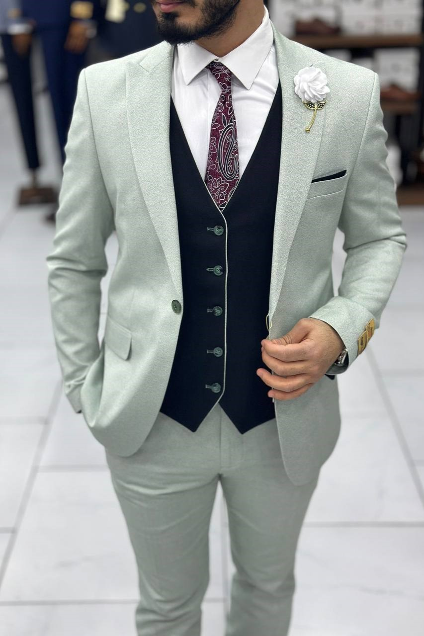 Wholesale Men's Menthol Plus Size Three-Piece Suit 1744W26-024