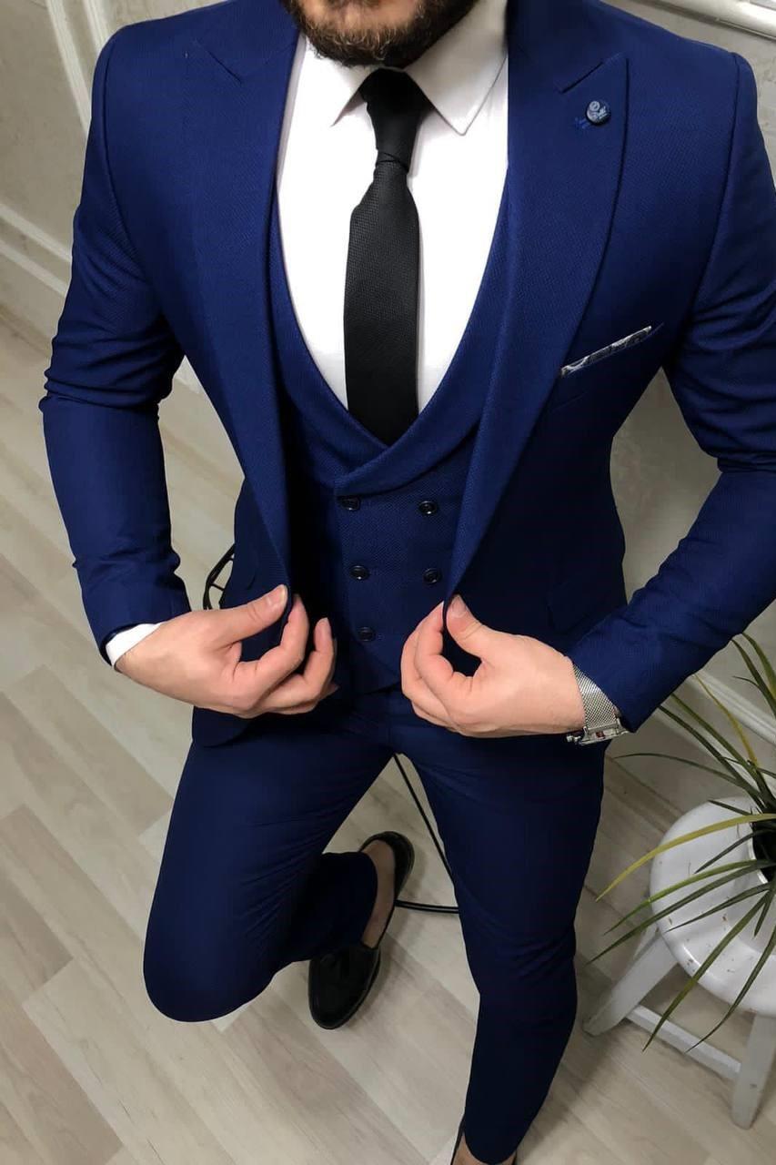 Wholesale Men's Midnight Blue Three-Piece Suit 1701W26-065