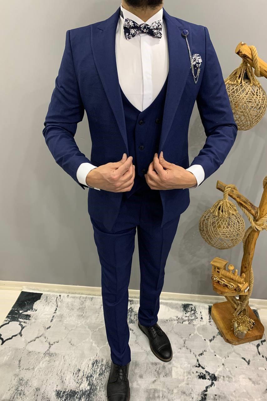 Wholesale Men's Midnight Blue Three-Piece Suit 1701W26-064