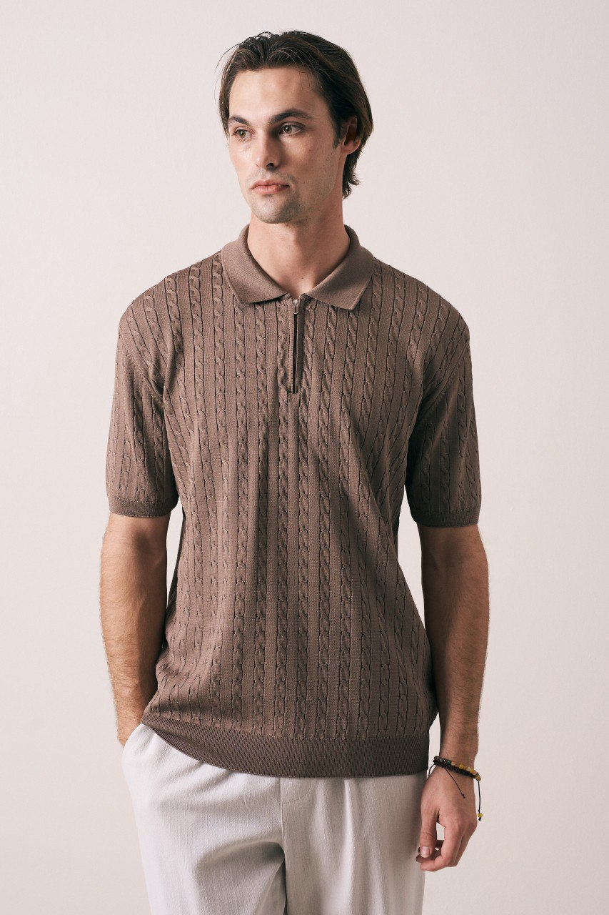 Wholesale Mens Mink Knit Polo Shirt