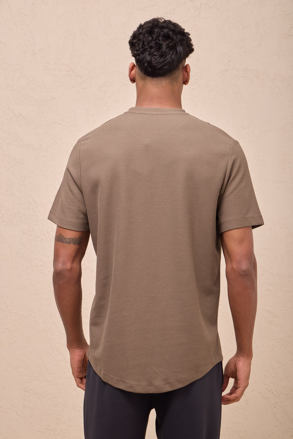 Wholesale Mens Mink Regular Fit Double-Knit Crew-Neck T-Shirt
