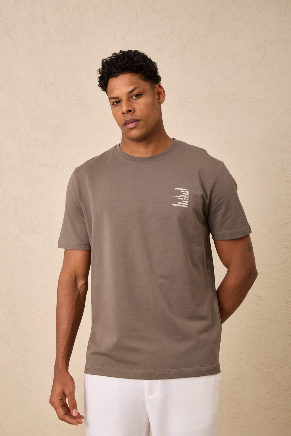Wholesale Mens Mink Regular Fit Printed French Terry T-Shirt