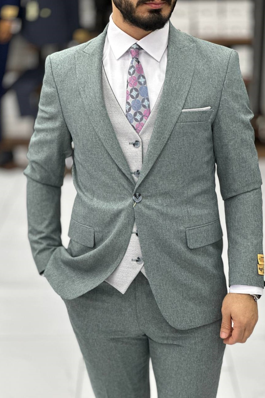 Wholesale Men's Mint Three-Piece Suit 1744W26-018