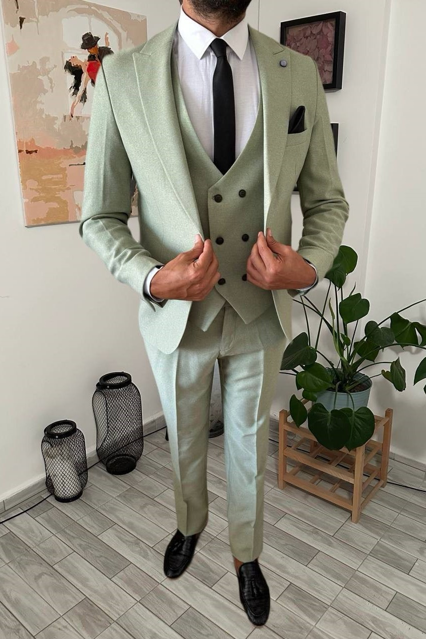 Wholesale Men's Mint Three-Piece Suit 1701W26-087