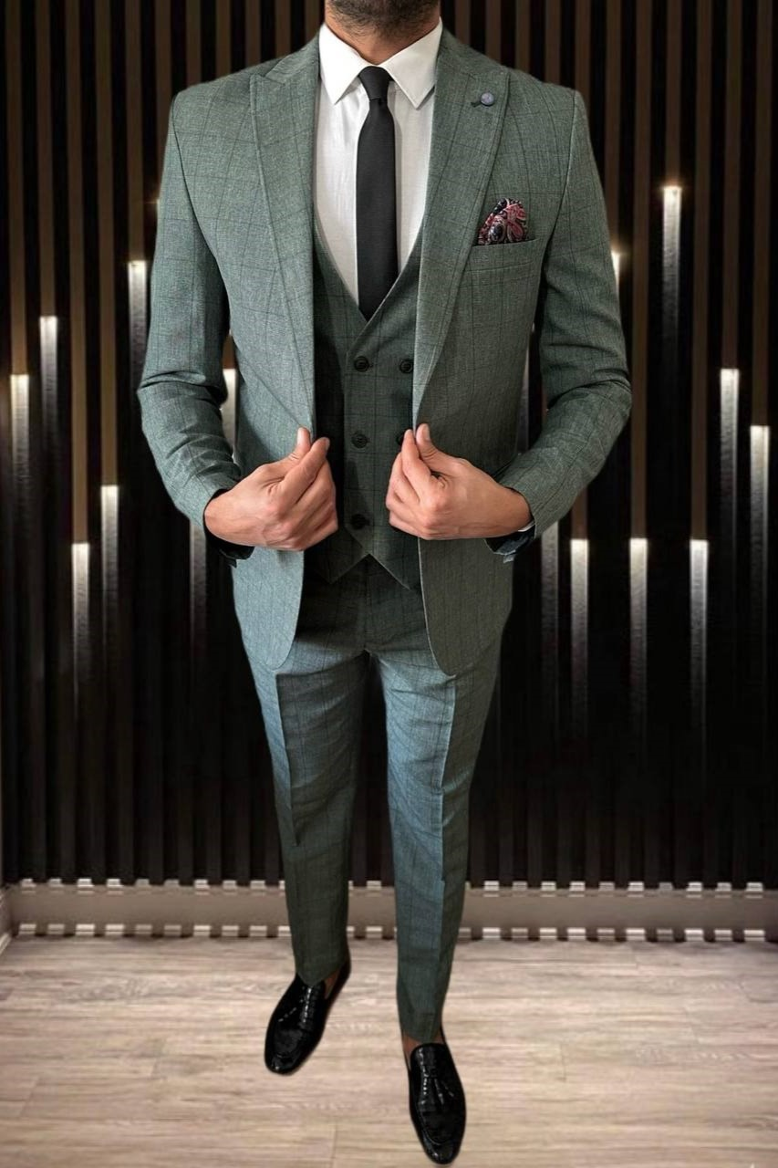 Wholesale Men's Mint Three-Piece Suit 1701W26-090