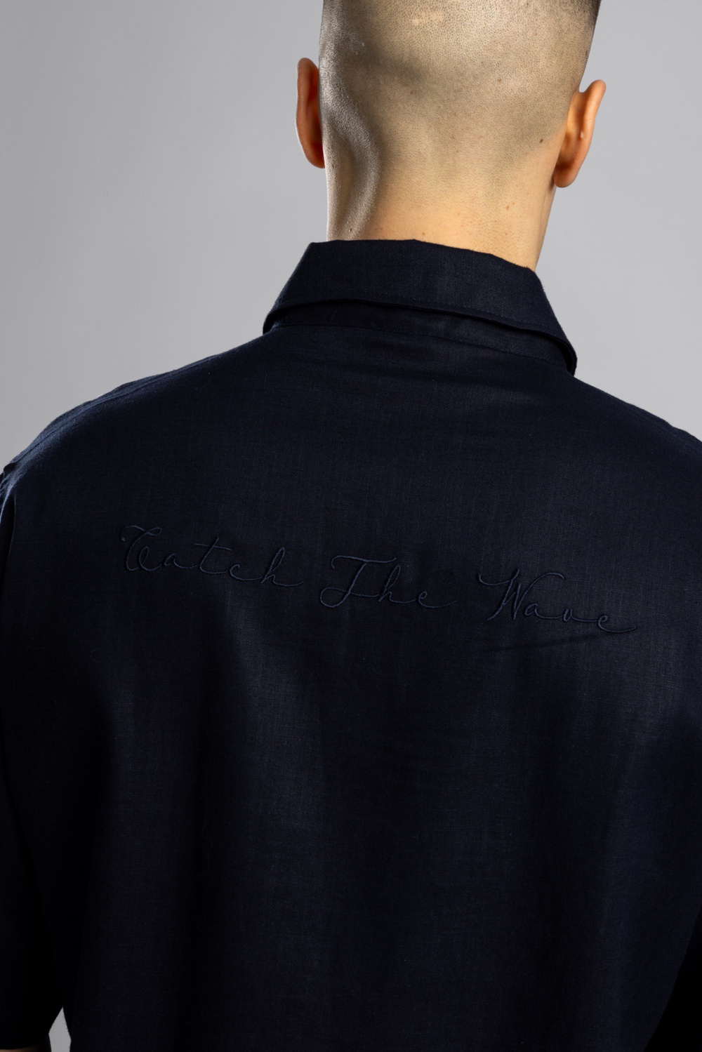 Wholesale Mens Navy Embroidered Shirt