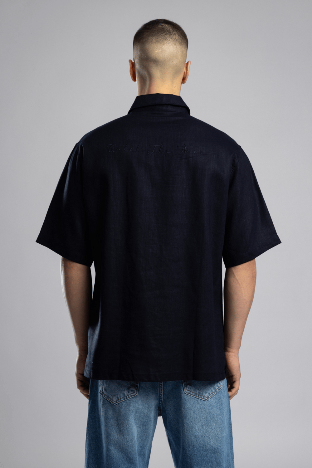 Wholesale Mens Navy Embroidered Shirt