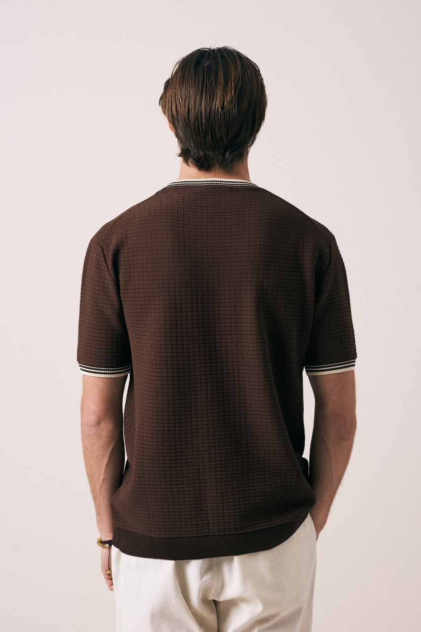 Wholesale Mens Navy Knit Crew-Neck T-Shirt