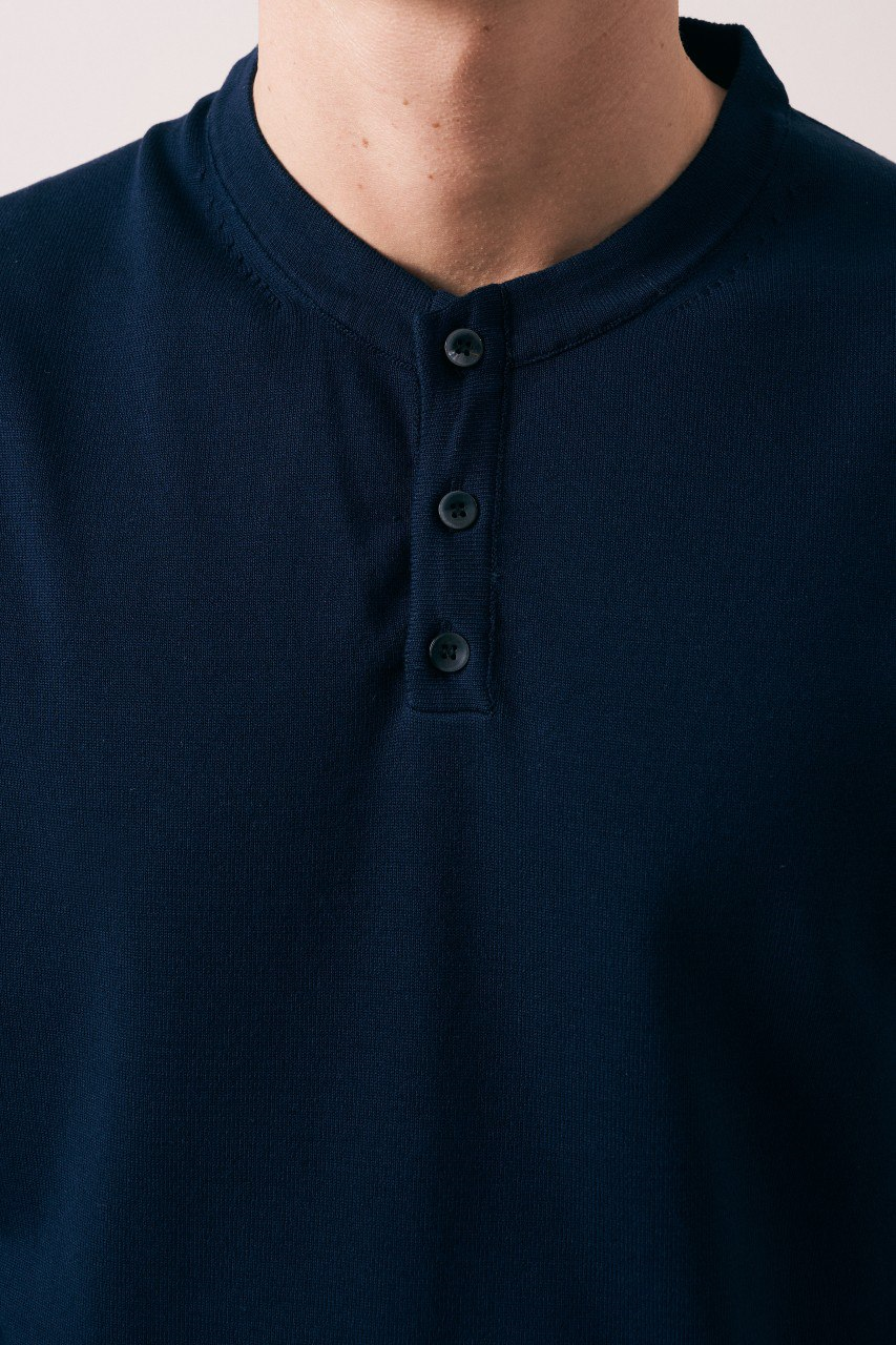 Wholesale Mens Navy Knit Crew-Neck T-Shirt