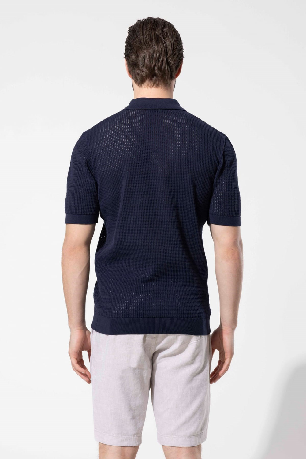 Wholesale Mens Navy Knit Polo T-Shirt