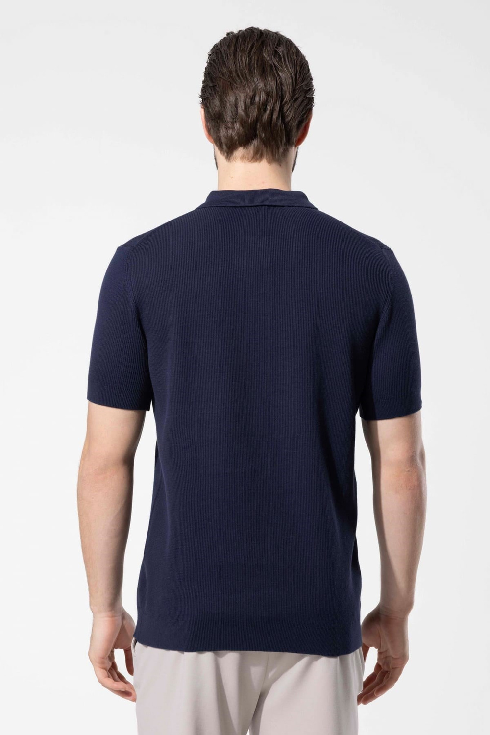 Wholesale Mens Navy Knit Polo T-Shirt