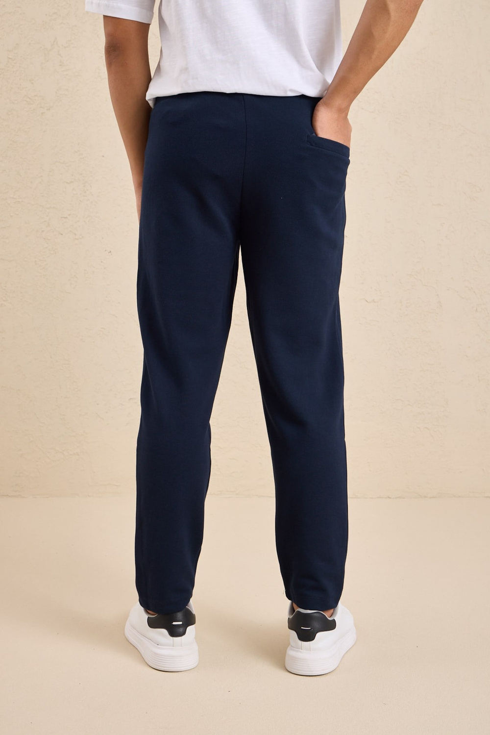 Wholesale Mens Navy Regular Fit Pique Fabric Sweatpants