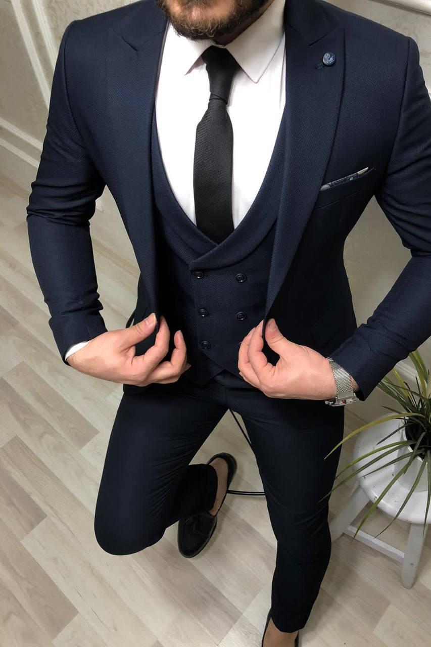 Wholesale Men's Navy Three-Piece Suit 1701W26-065