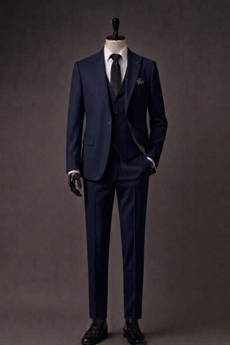 Wholesale Men's Navy Three-Piece Suit 1701-114
