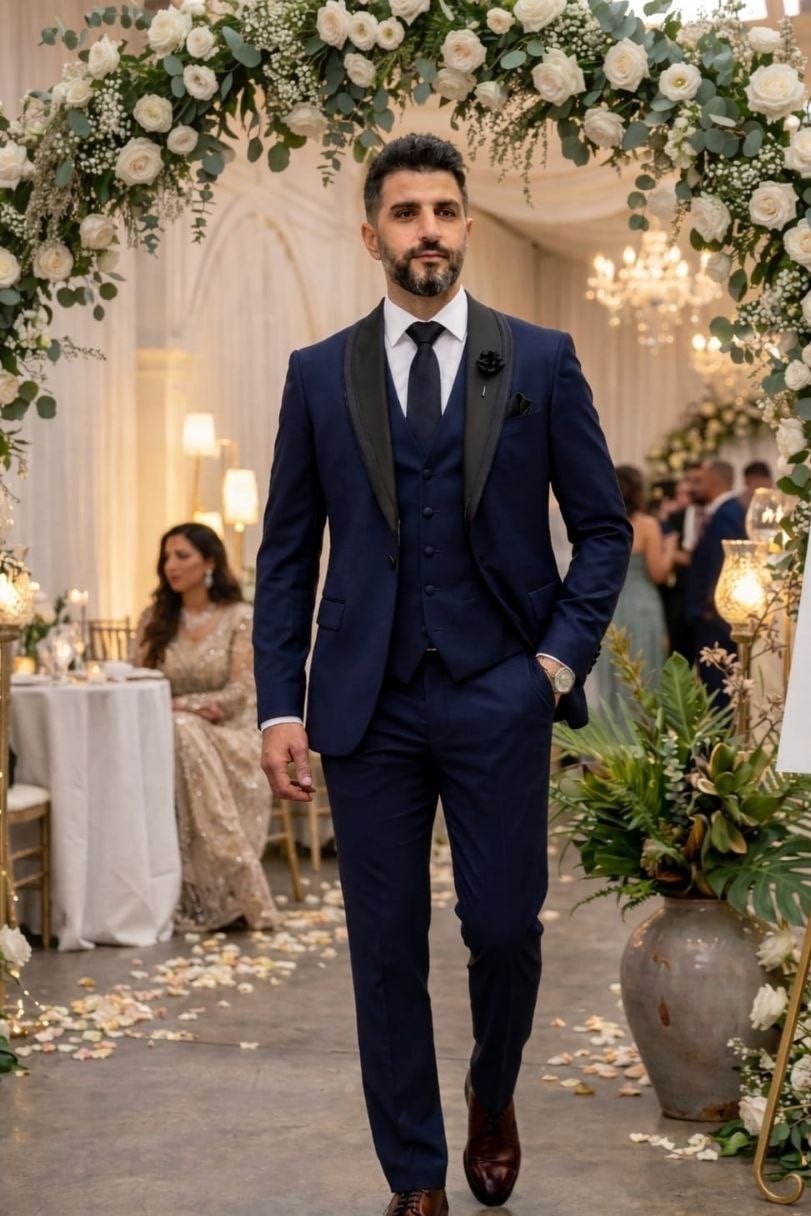 Wholesale Men's Navy Three-Piece Suit 1701W26-103