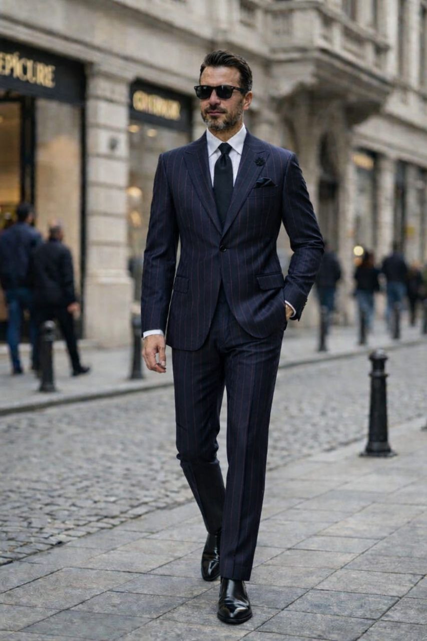 Wholesale Men's Navy Two-Piece Suit 1701W26-095
