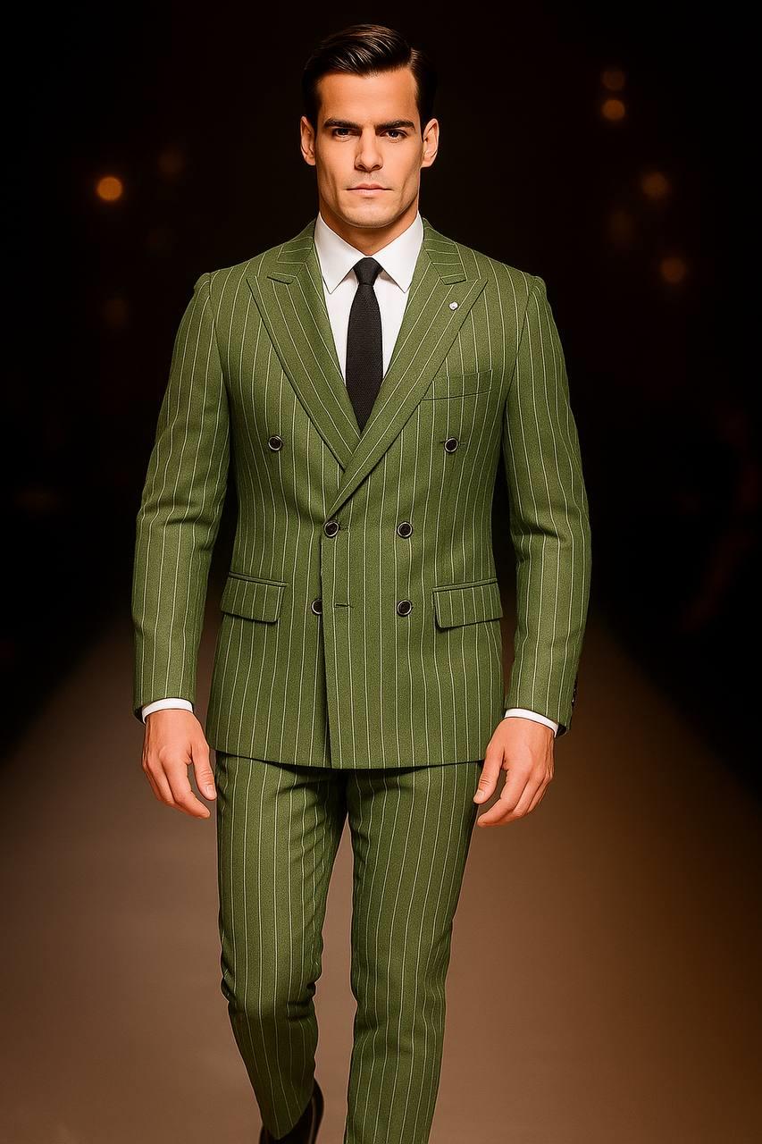 Wholesale Men's Olive Two-Piece Suit 1701W26-042