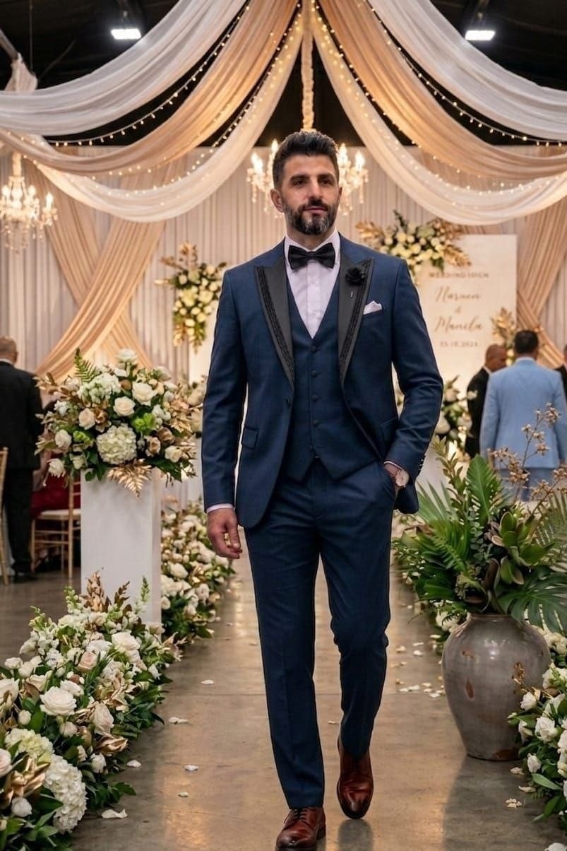 Wholesale Men's Parliament Blue Three-Piece Suit 1701W26-103