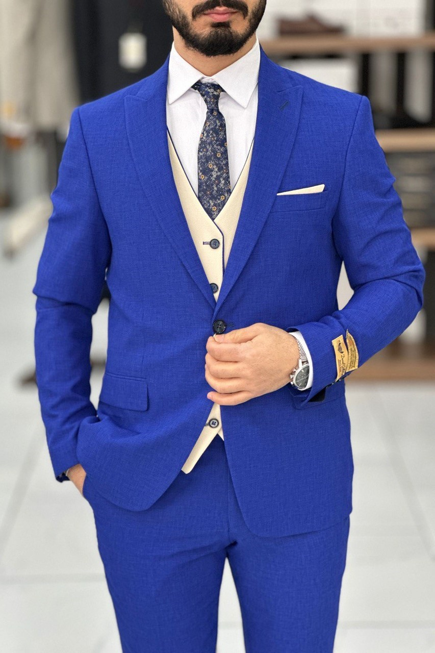 Wholesale Men's Parliament Blue Three-Piece Suit 1744W26-033